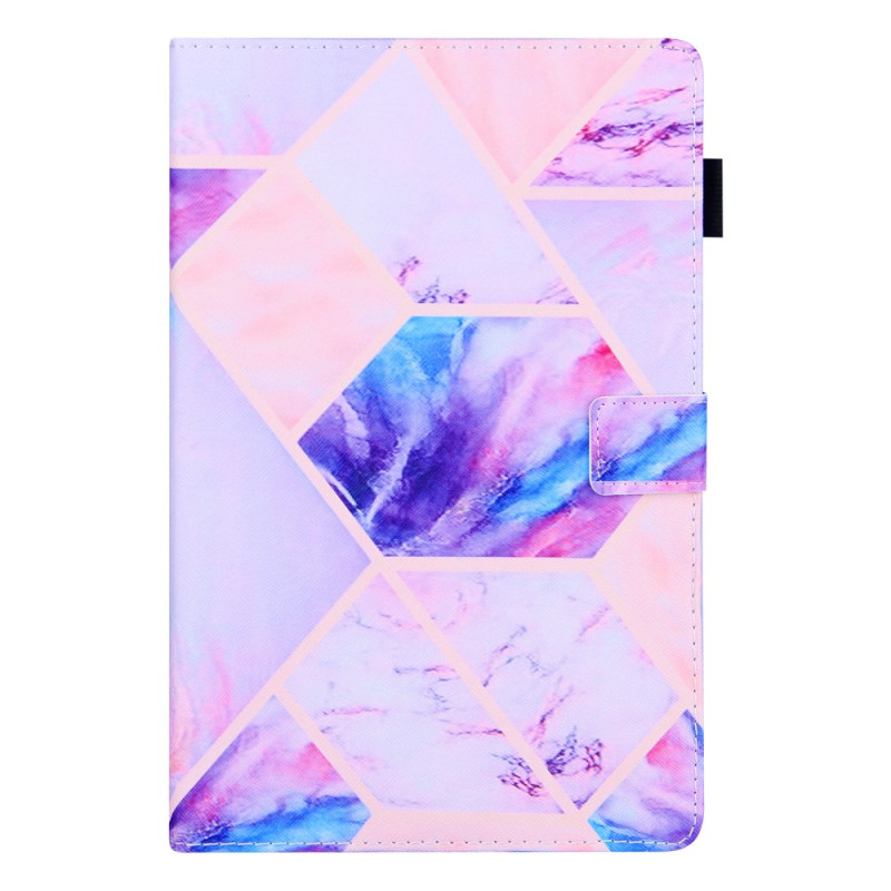 Funda de mármol Samsung Galaxy Tab A9 Plus con azulejos de colores y soporte plegable