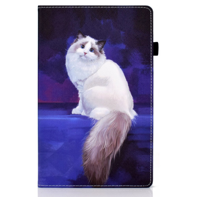 Samsung Galaxy Tab A11 Plus / A9 Plus Funda Gato Blanco