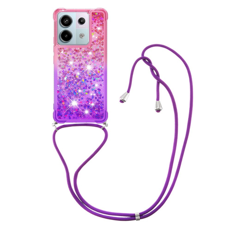 Xiaomi Redmi Note 13 Pro 5G / Poco X6 5G Funda de cordón con purpurina en relieve