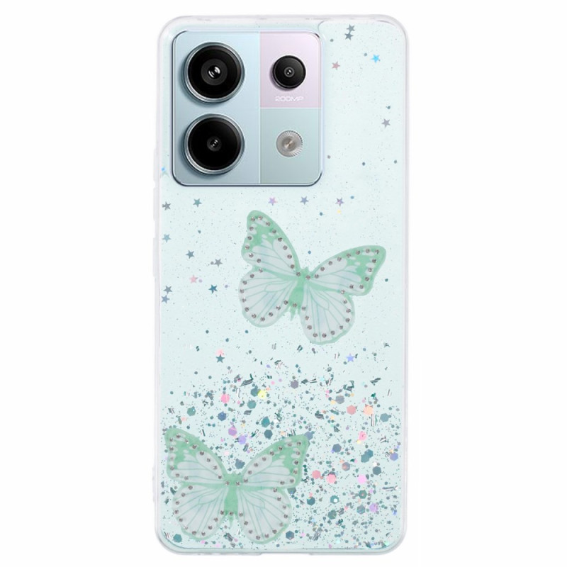 Xiaomi Redmi Note 13 Pro 5G / Poco X6 5G Funda Glitter Mariposas