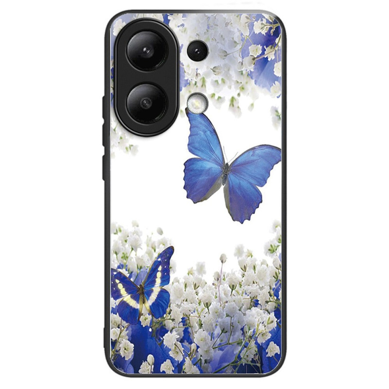 Xiaomi Redmi Note 13 4G Funda de Vidrio Templado Mariposas Azules