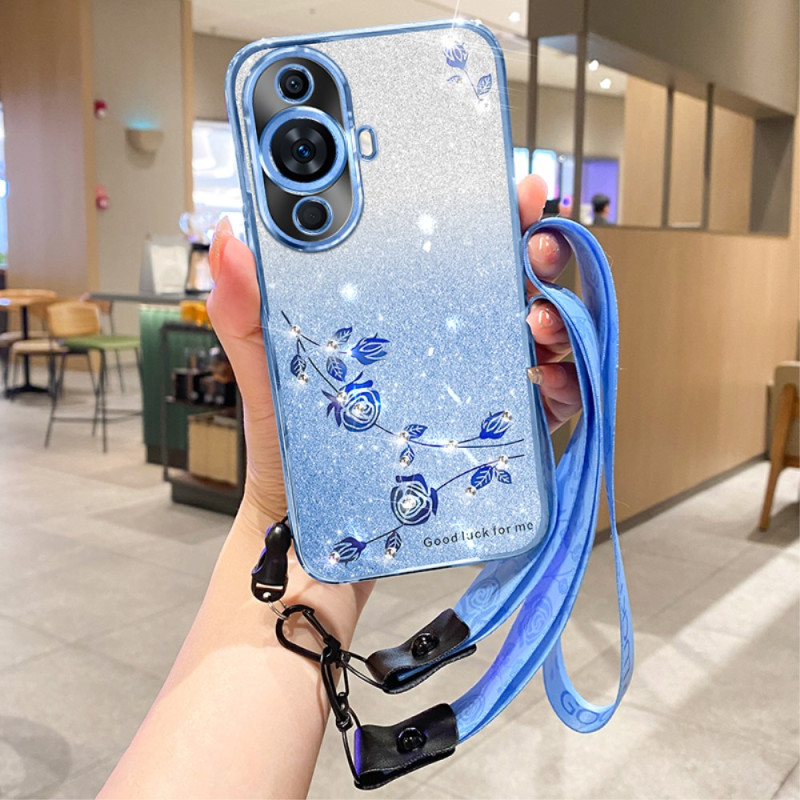 Huawei Nova 12S Funda con colgante
 de flores y strass KADEM