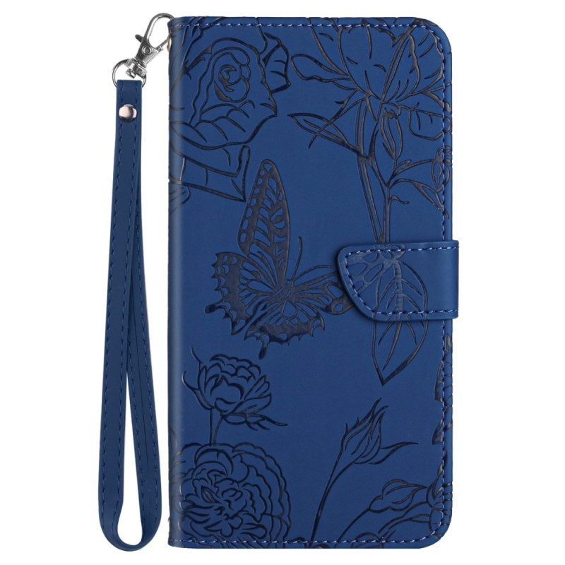 Samsung Galaxy M55 5G Funda con estampado de mariposa y colgante
