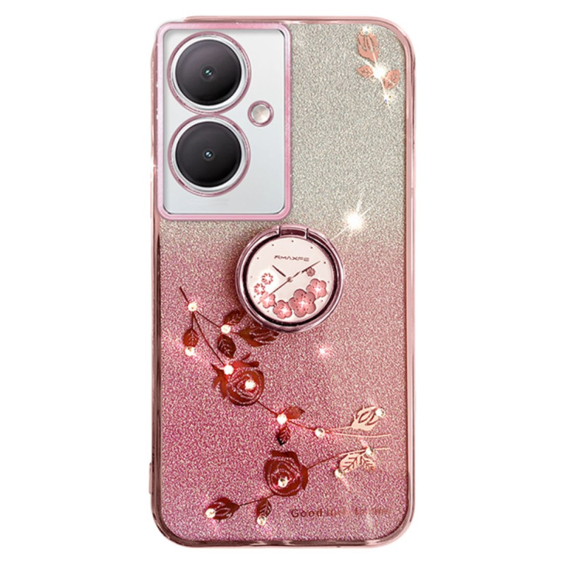 Funda Oppo A79 5G Soporte Flores y Strass