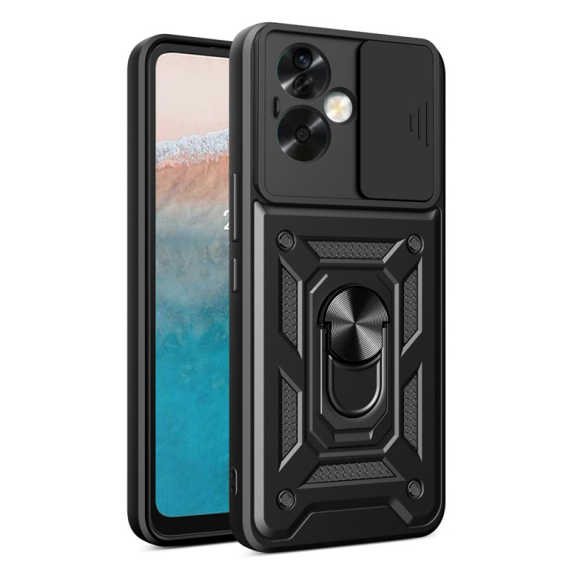 Funda Oppo A79 5G con soporte de anillo y ventana de lente deslizante