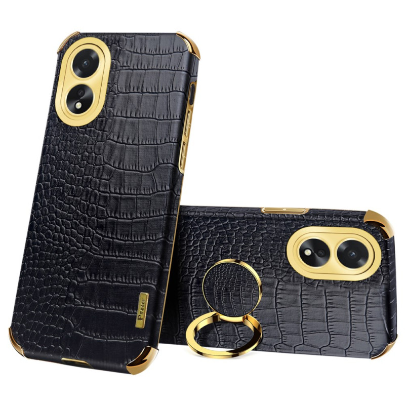 Funda Oppo A38 4G Soporte Anillo y Textura Cocodrilo