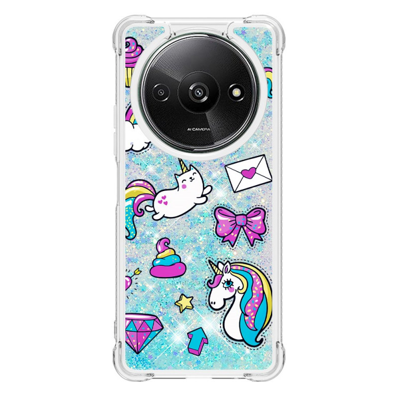 Funda Xiaomi Redmi A3 Glitter Unicorns