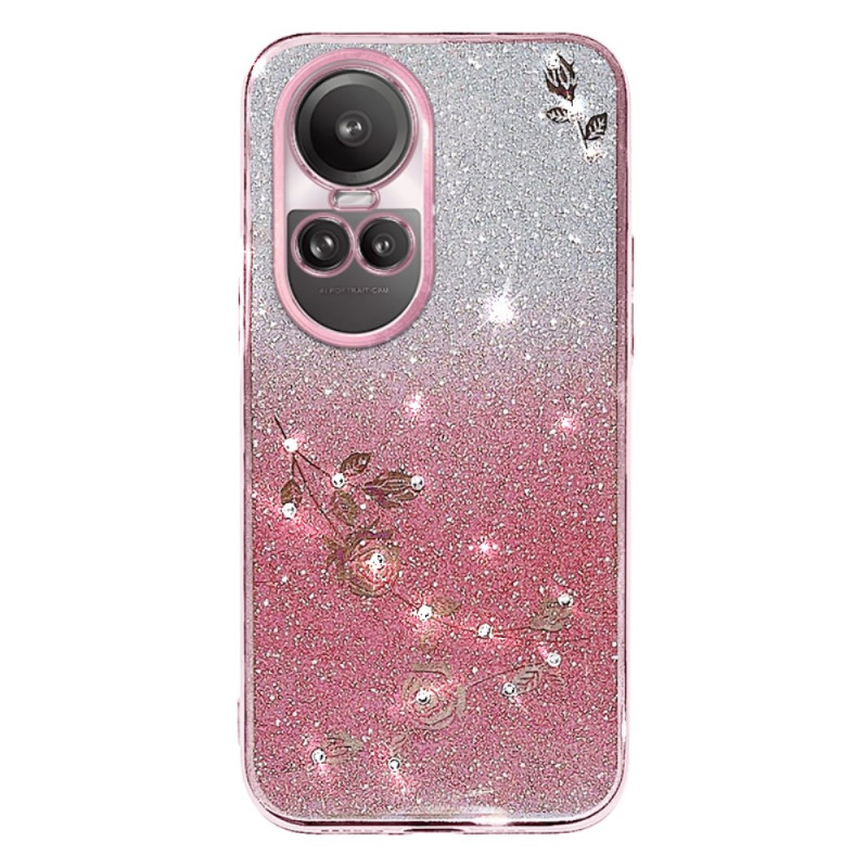 Funda Oppo Reno 10 / 10 Pro Flor y Strass