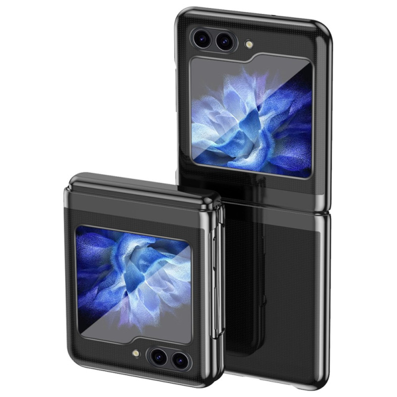 Funda Samsung Galaxy Z Flip 6 con diseño transparente y efecto metálico