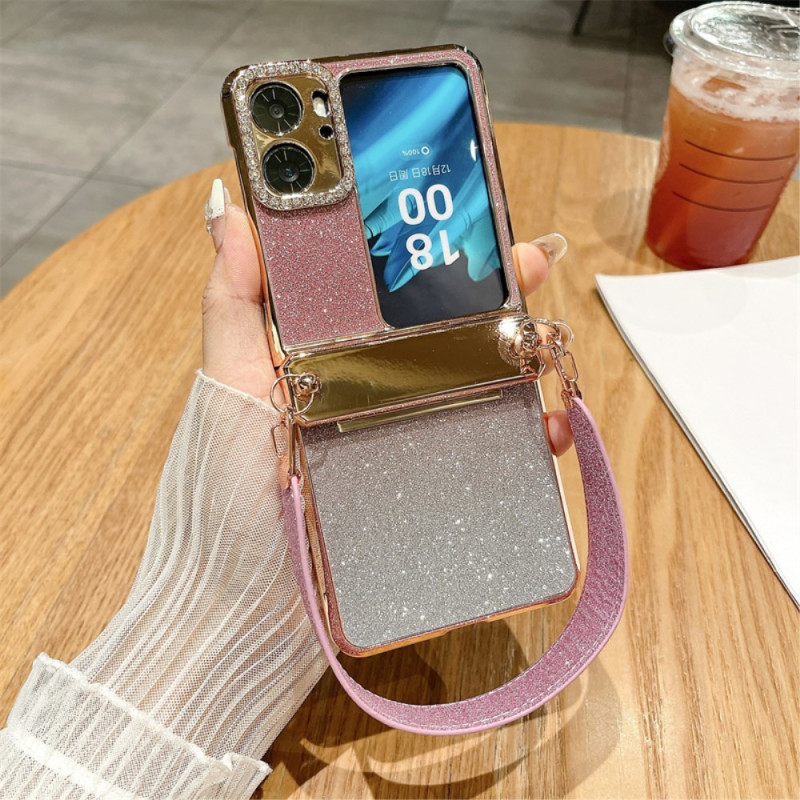 Oppo Find N2 Funda Flip Glitter con Colgante
