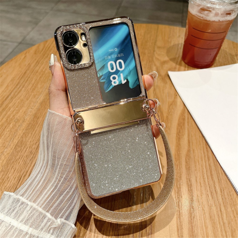 Oppo Find N2 Funda Flip Glitter con Colgante
