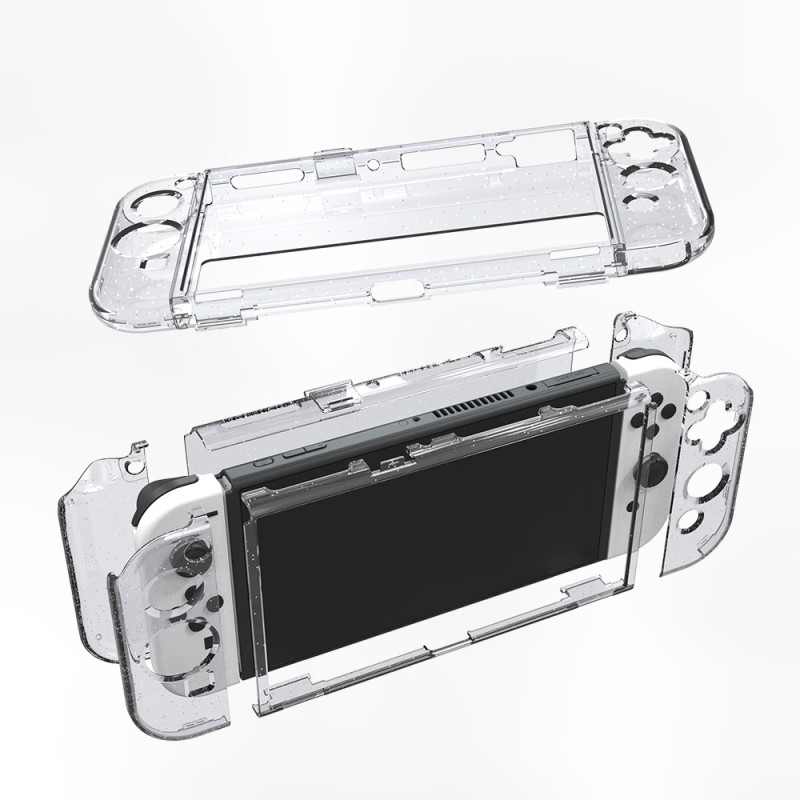 Funda OLED transparente con purpurina para Nintendo Switch