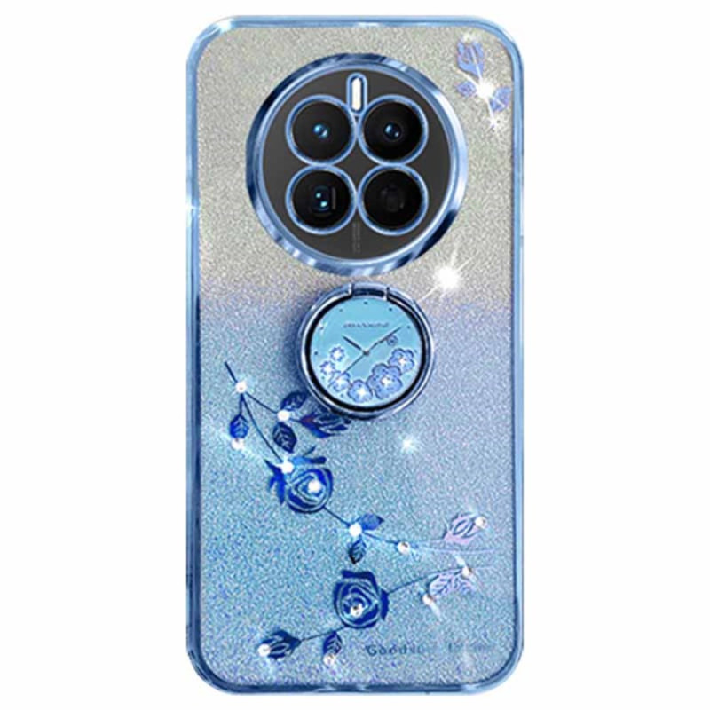 Funda Realme 12 Plus 5G Anillo-Apoyo Flores y Strass KADEM