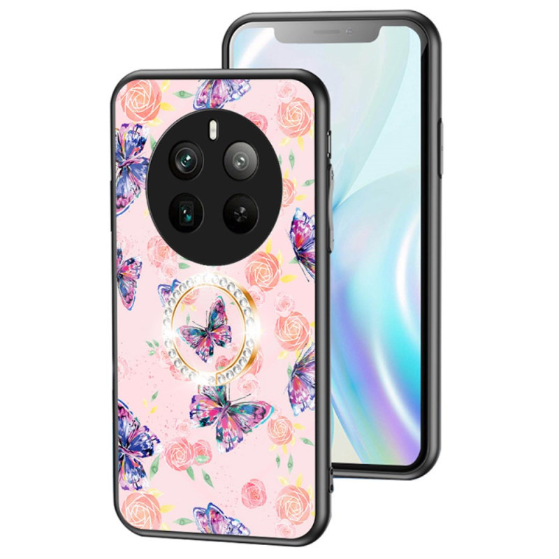 Funda Realme 12 Pro 5G / 12 Pro Plus 5G Anillo de Soporte de Cristal Templado Serie Mariposa