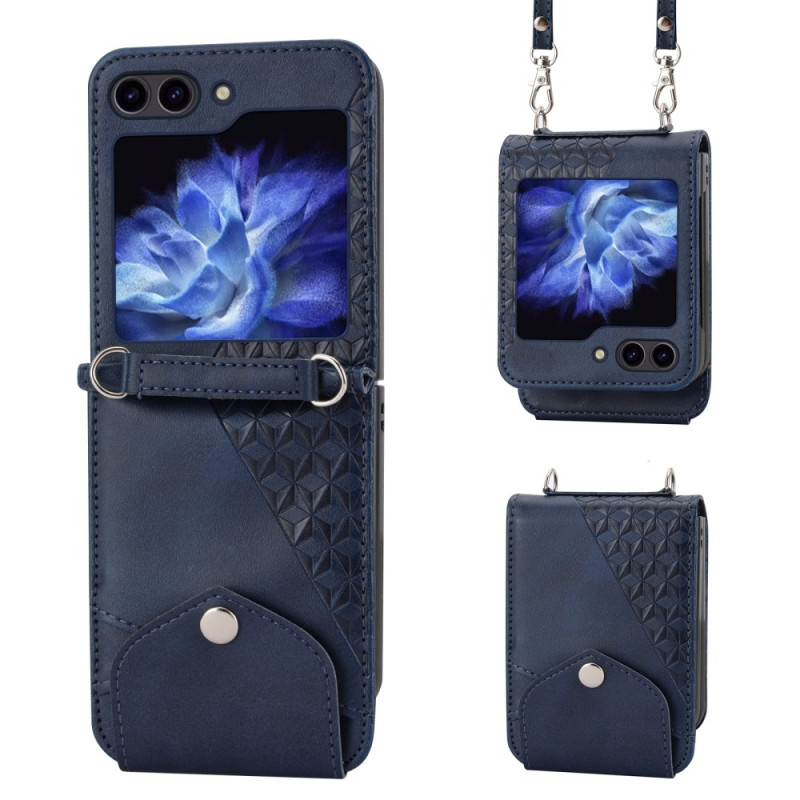 Samsung Galaxy Z Flip 7 FE / Z Flip 6 Funda de piel sintética Frieze con bandolera