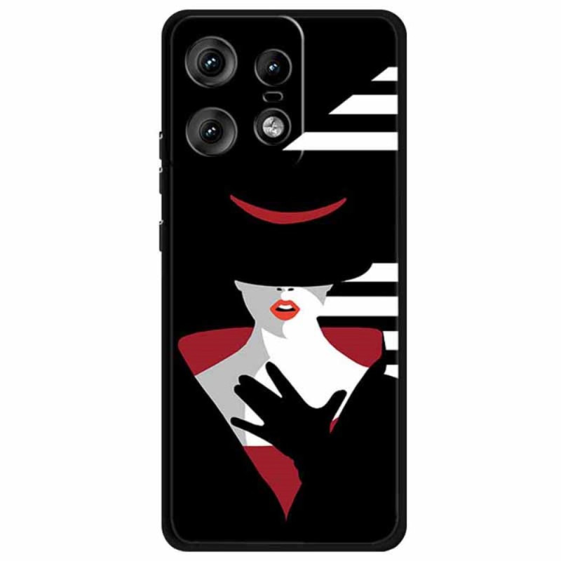 Funda Motorola Edge 50 Pro Lady in the Hat Negra