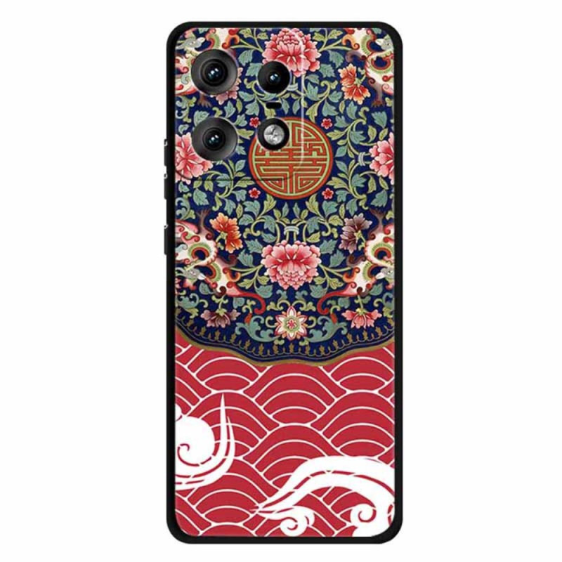 Funda Motorola Edge 50 Pro Racimo Floral y Dragón