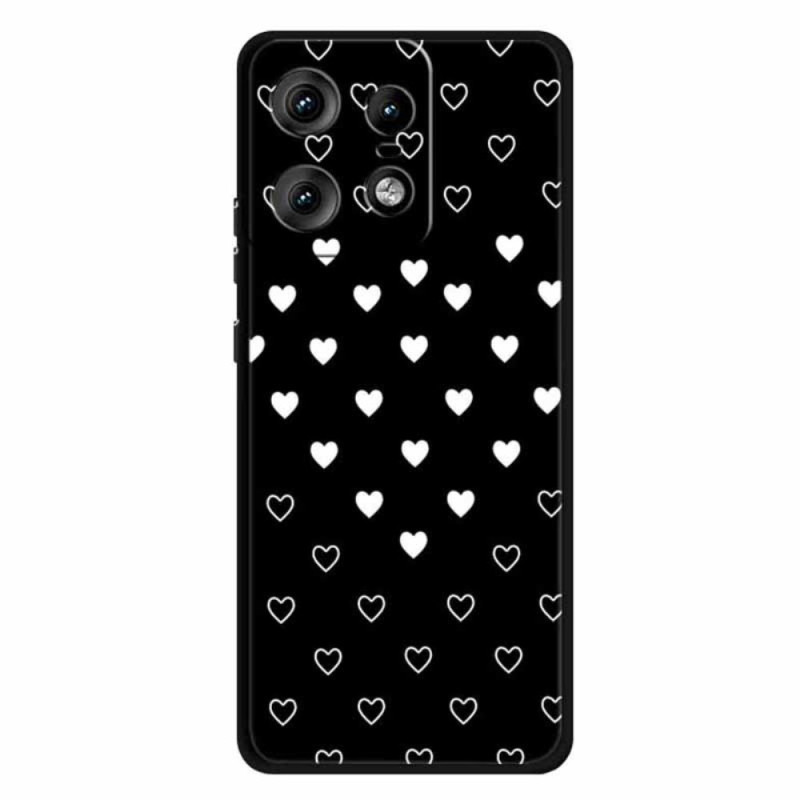 Funda Motorola Edge 50 Pro Blanco Corazones