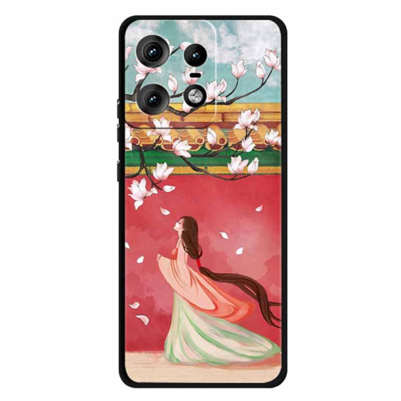 Funda para mujer Motorola Edge 50 Pro con flores de melocotón