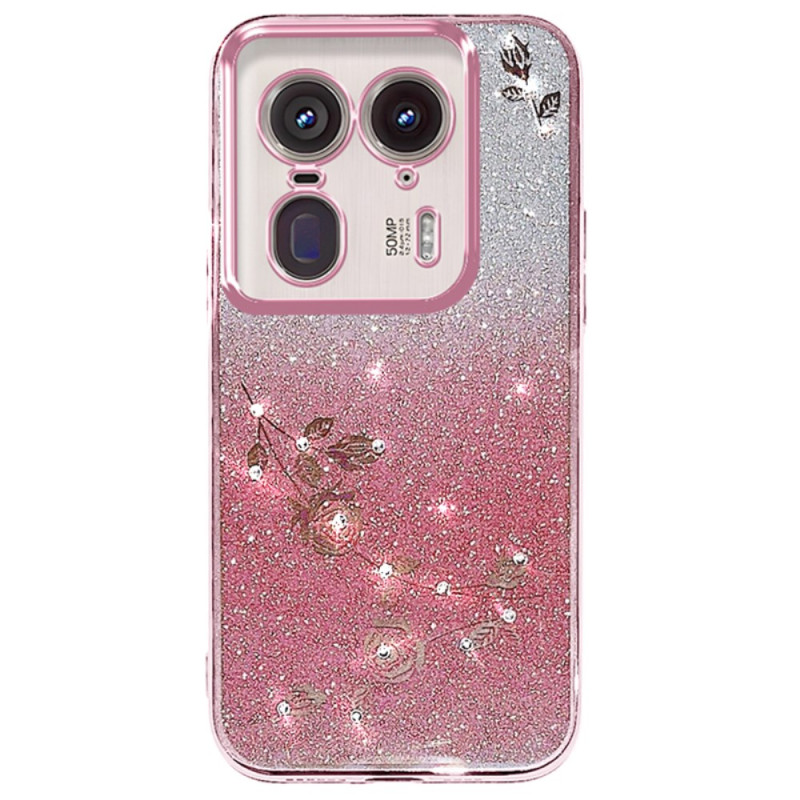 Funda Motorola Edge 50 Ultra Flores y Strass