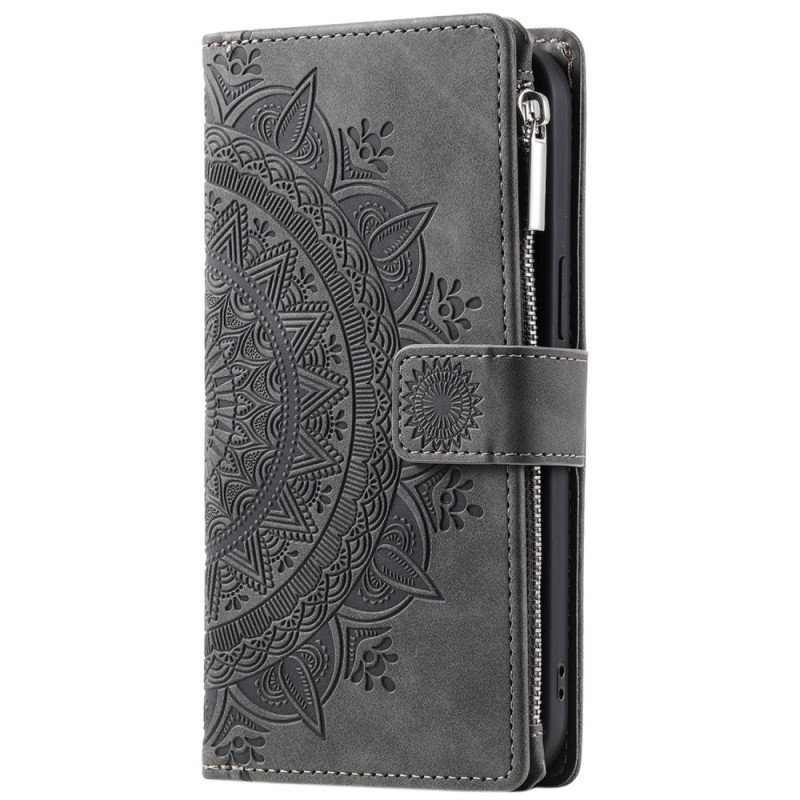 Funda Motorola Edge 50 Fusion Cartera Efecto Gamuza Flor Mandala