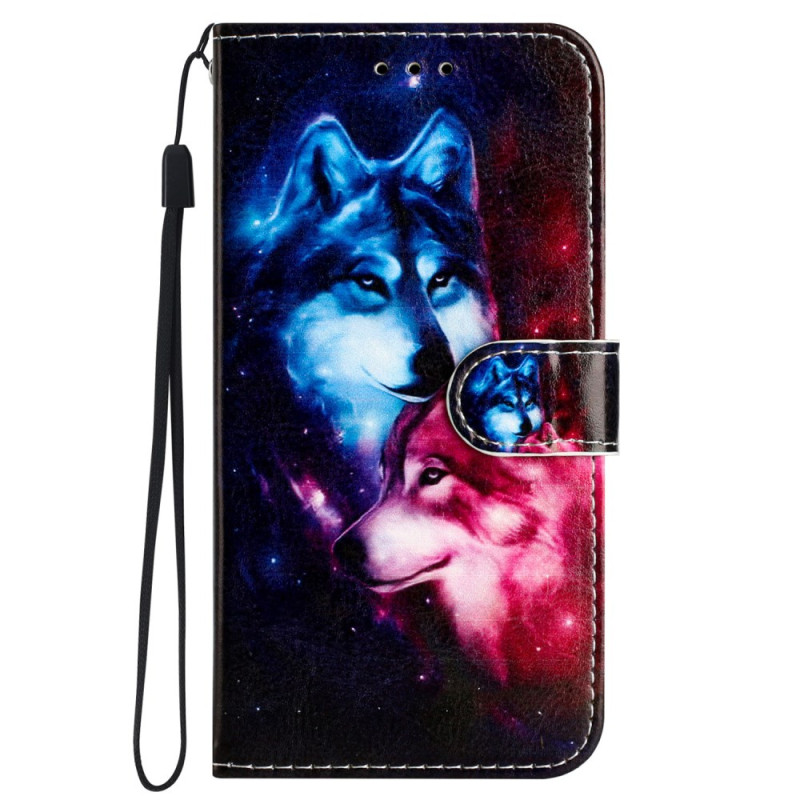 Funda iPhone 16 Pareja de Lobos con Lanyard