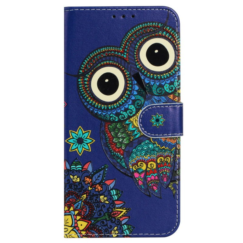 Funda iPhone 16 Búho azul con cordón