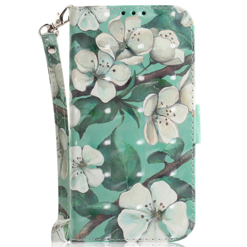 Funda para iPhone 16 Flores de acuarela con cordón de seguridad