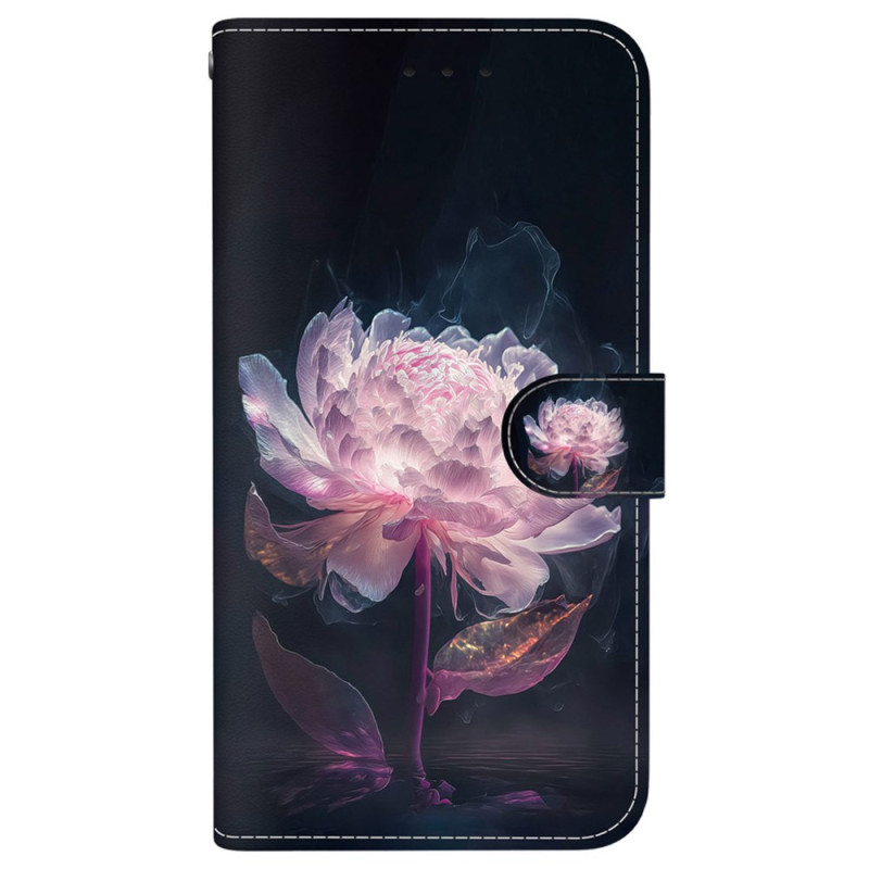 Funda para iPhone 16 Purple Peony con cordón de seguridad