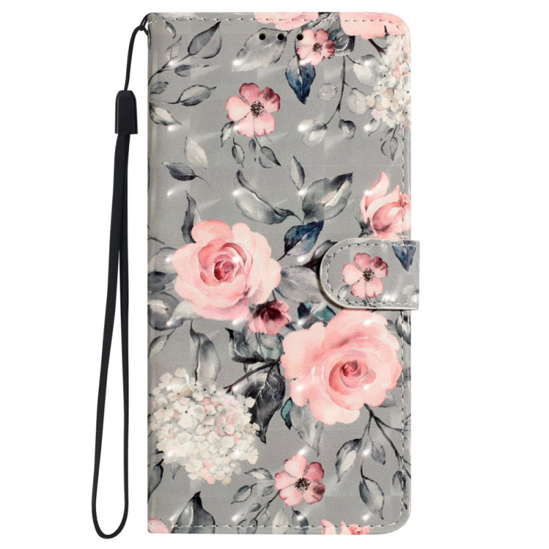 Funda iPhone 16 Print Flores con Lanyard