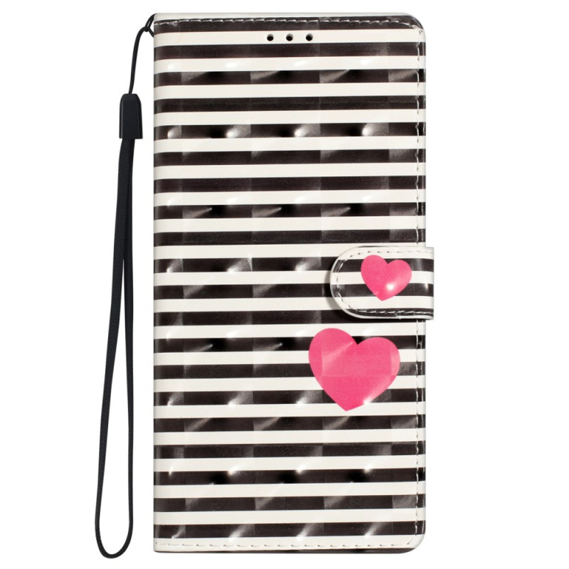 Funda para iPhone 16 Stripes and Hearts con cordón de seguridad