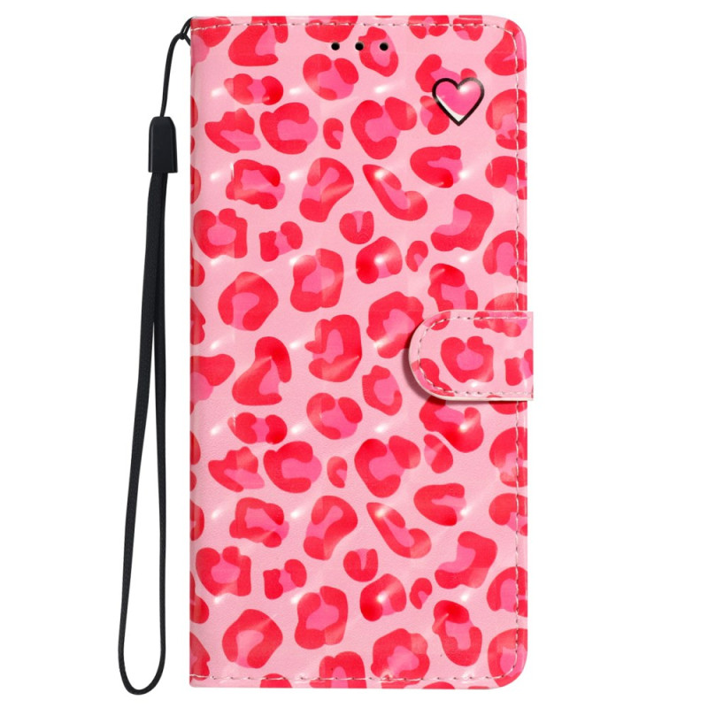 Funda de cordón con estampado de leopardo rosa para iPhone 16