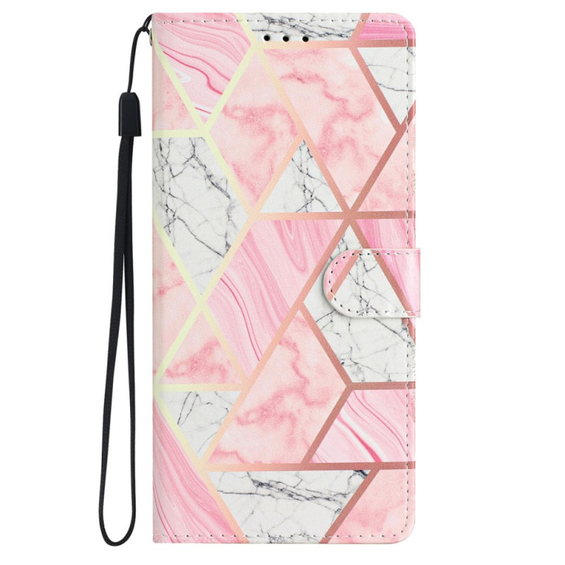 Funda de cordón de mármol rosa para iPhone 16