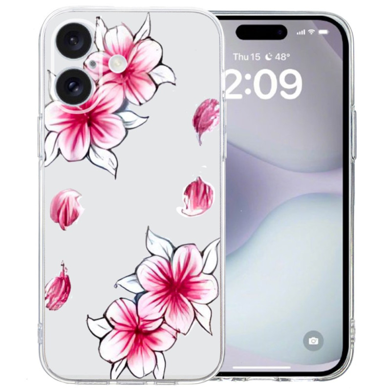 Funda iPhone 16 Borde Transparente Flor de Cerezo