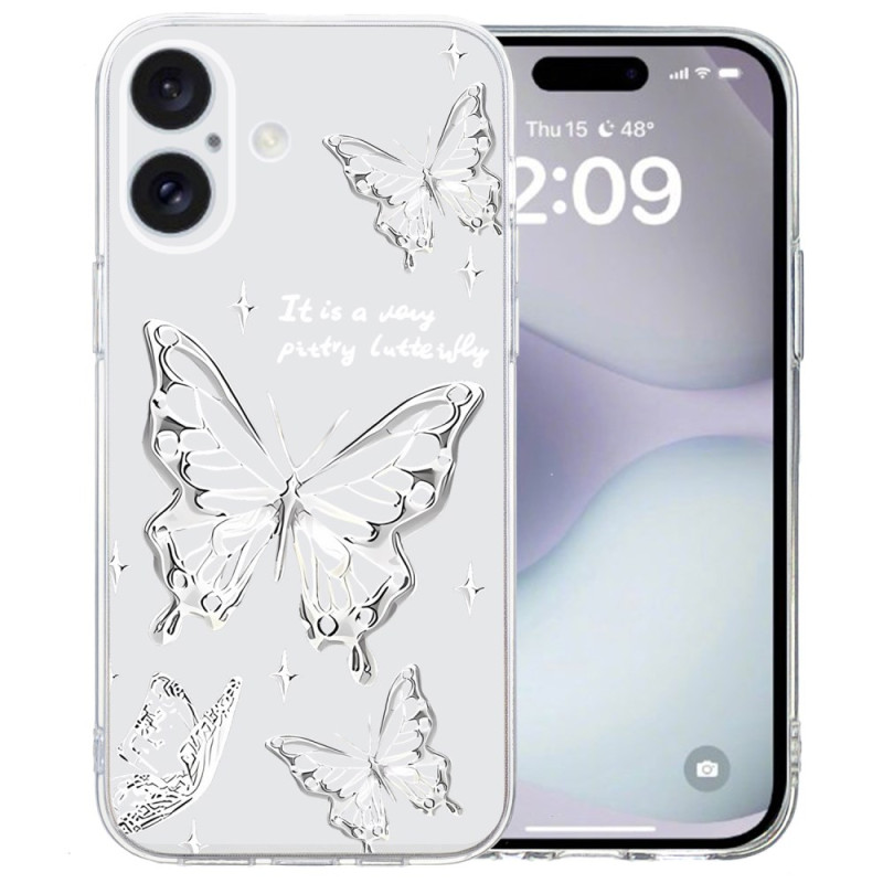 Funda iPhone 16 Borde Transparente Mariposas