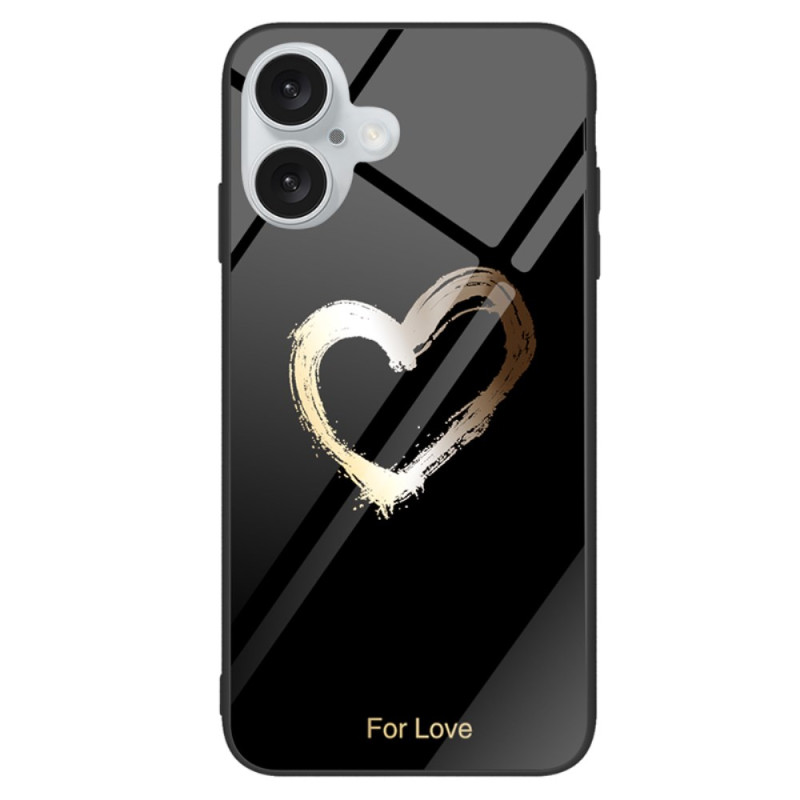 iPhone 16 Hard Cover Corazón de cristal sobre fondo negro