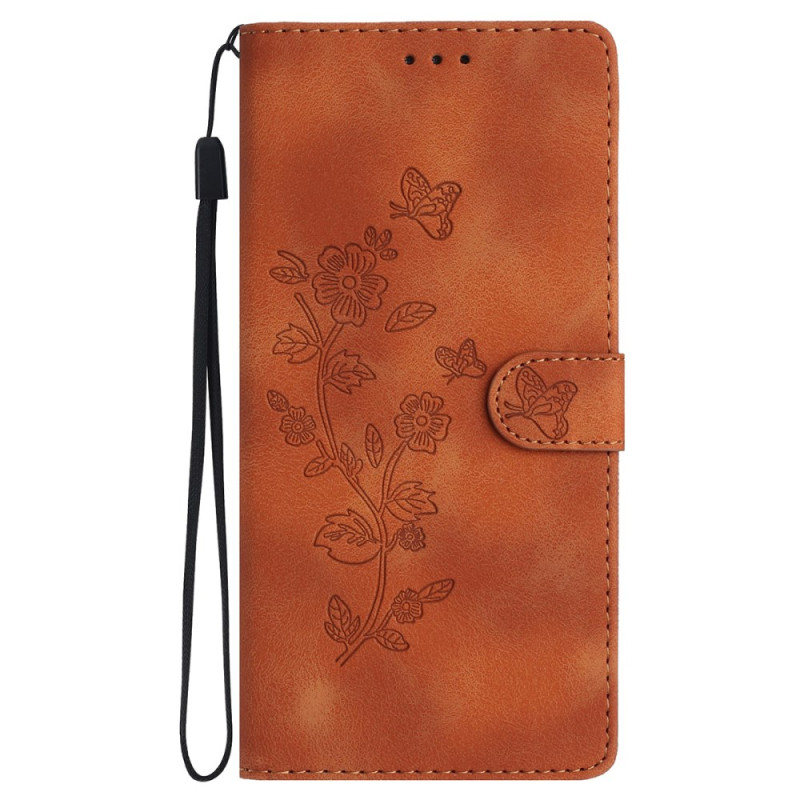 Funda para iPhone 16 Flores Impresas con Lanyard