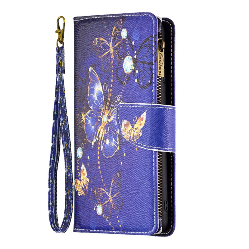 Funda iPhone 16 Wallet Purple Butterflies