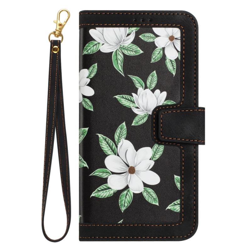 Funda para iPhone 16 Wallet Floral Pattern con Lanyard