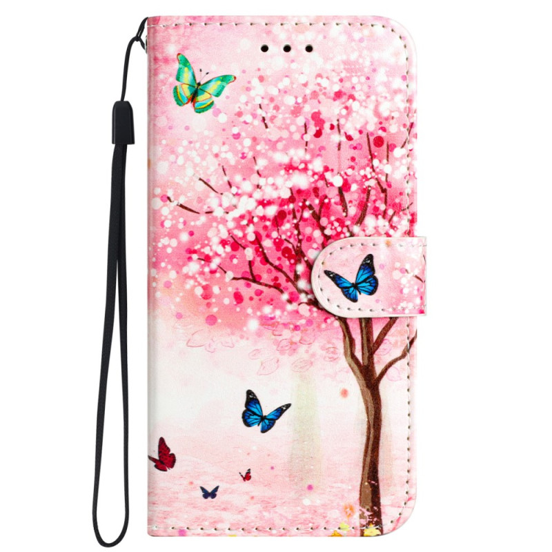 Funda para iPhone 16 Plus Cherry Pattern con colgante
