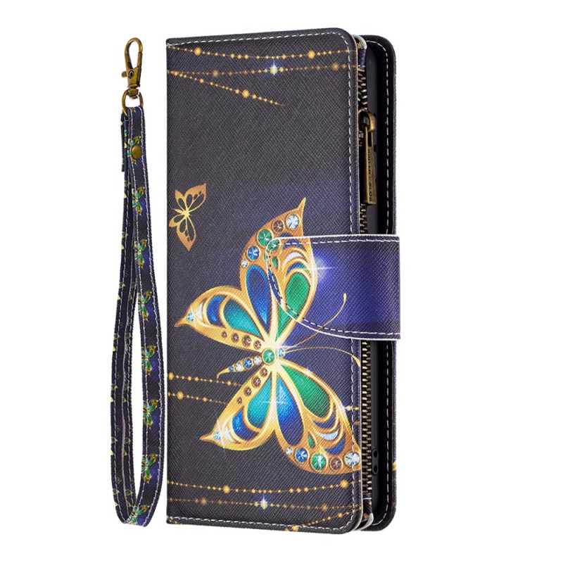 Funda iPhone 16 Plus Mariposas Strass con cordón de seguridad