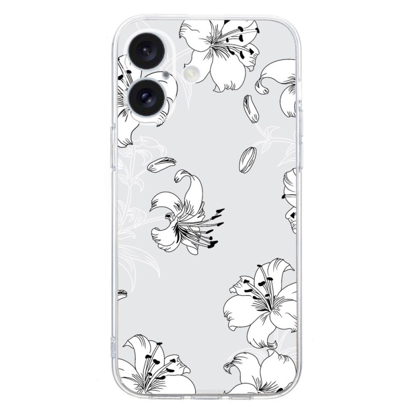 Funda iPhone 16 Plus Flores Blancas