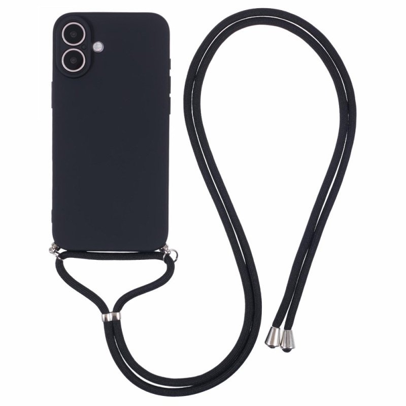 Funda de silicona con cordón para iPhone 16 Plus