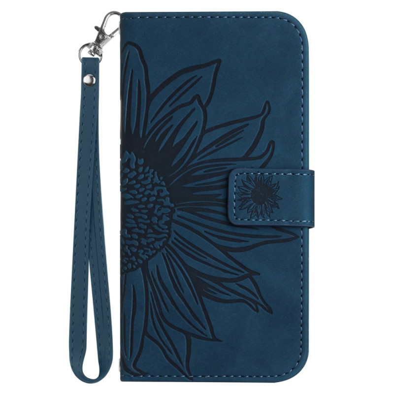 Funda iPhone 16 Estampado Girasol con Cordón