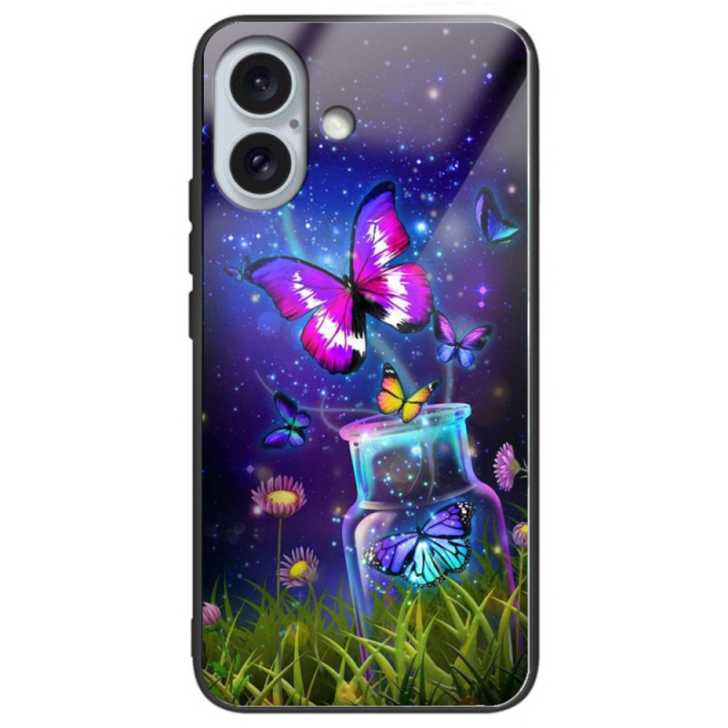 Funda iPhone 16 Plus Vidrio Templado Botella y Mariposa