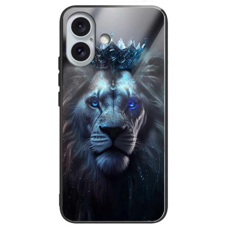 Funda iPhone 16 Plus León Azul Cristal templado