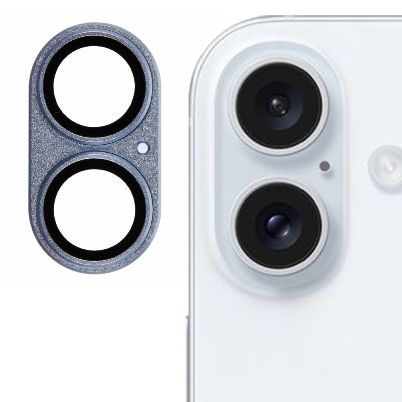 iPhone 16 / 16 Plus Lente Protectora de Cristal Templado Marco Metálico Diseño Esmerilado