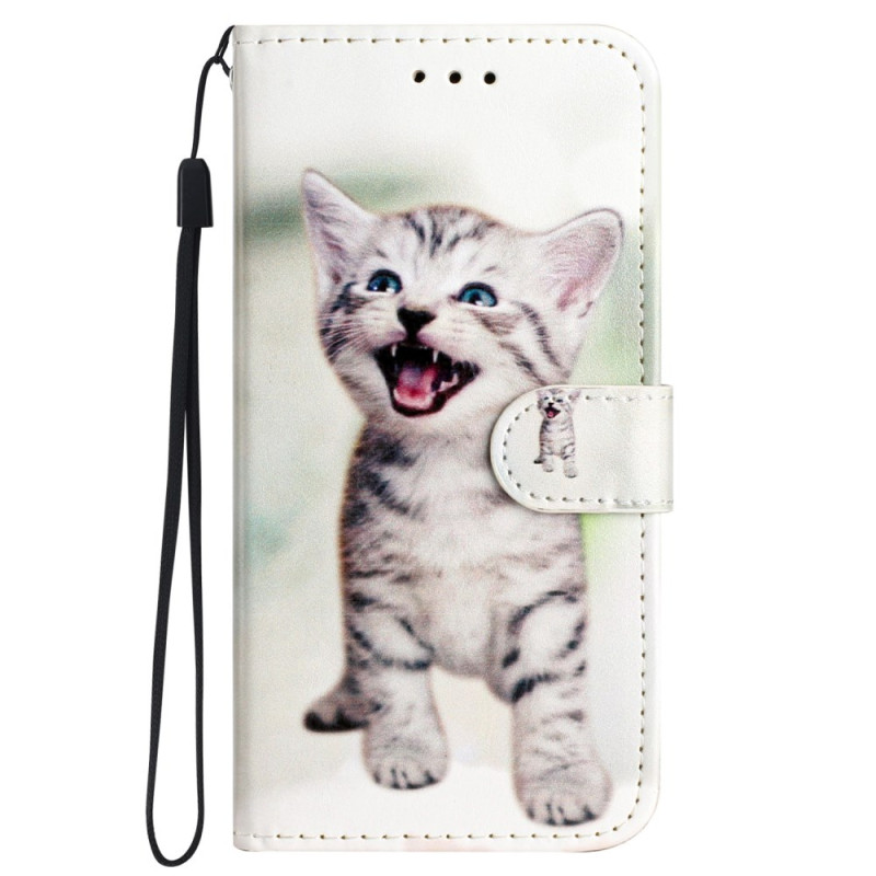 Funda iPhone 16 Pro Patrón Gato con Lanyard