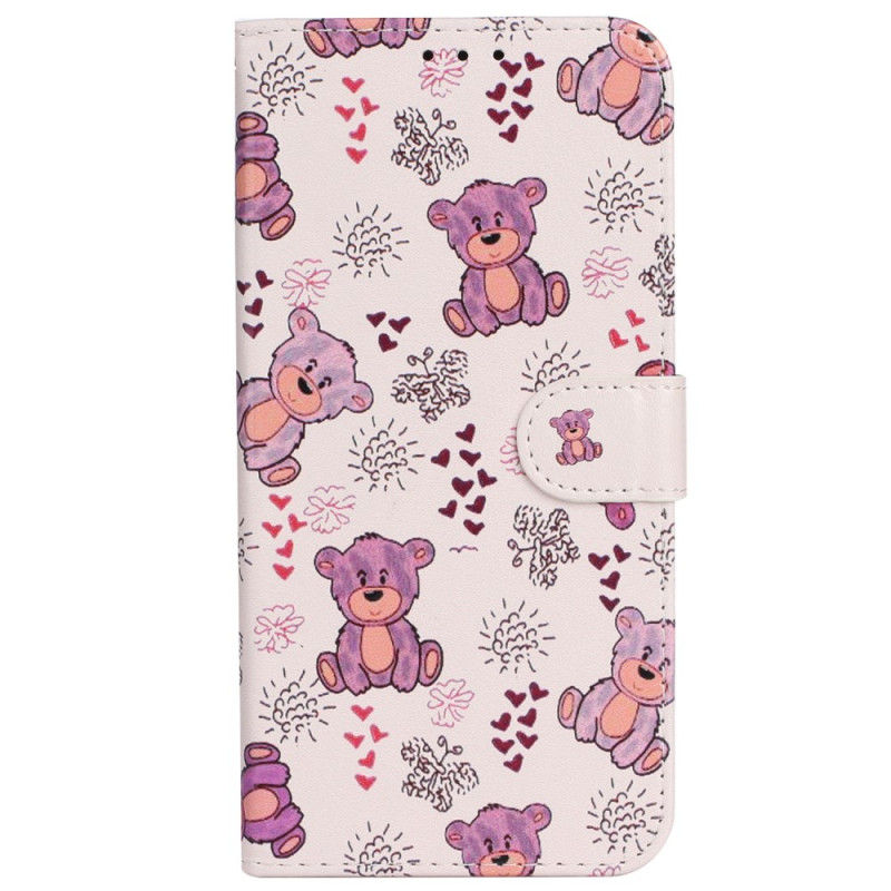 Funda iPhone 16 Pro Patrón Oso de Peluche con Colgante
