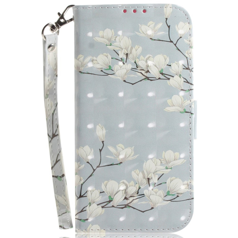 Funda iPhone 16 Pro Magnolias con cordón de seguridad